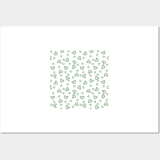 Green Hearts Pattern Posters and Art